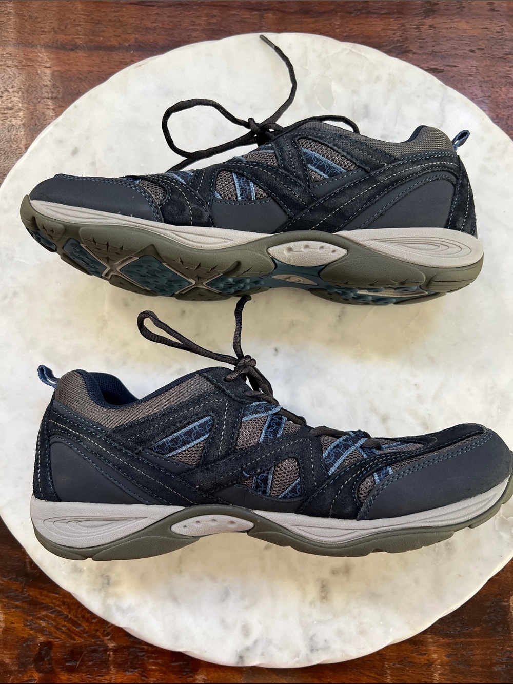 EASY SPIRIT Exploremap Walking Shoes Multi Navy Nubuck Lace-Up 10W